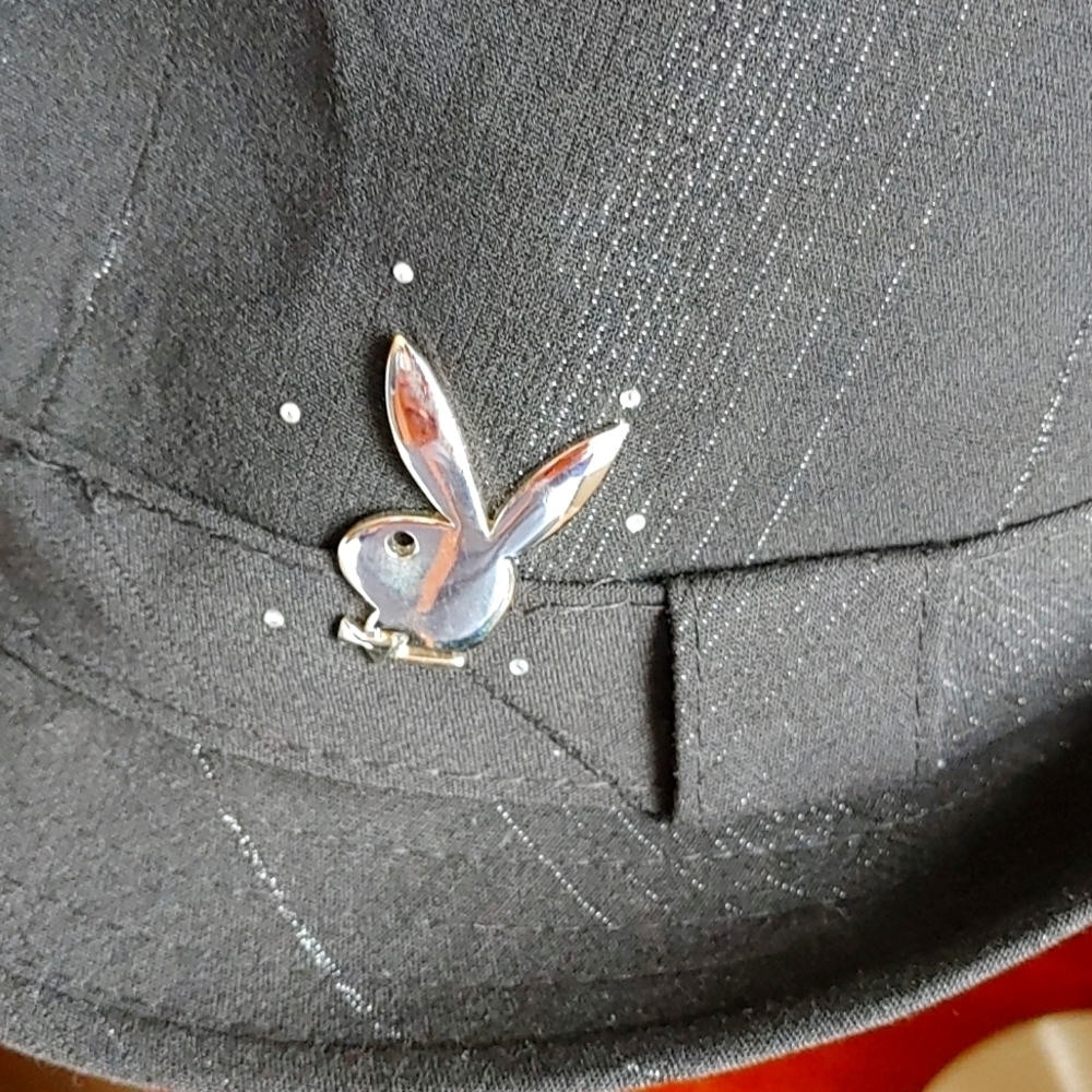 BLACK STRIPED PLAYBOY FEDORA - Picture 2 of 12